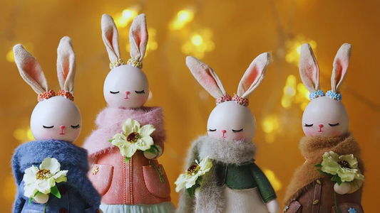 Easter Cartoon Cute Rabbit Home Table Resin Ornaments