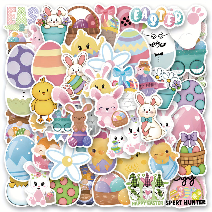 50pcs Easter Egg Stickers Cute Aesthetic Vinyl Waterproof Stickers Decals Scrapbook, Journaling, Laptop, Bumper, Skateboard, Water Bottles, Computer, Phone, Cartoon