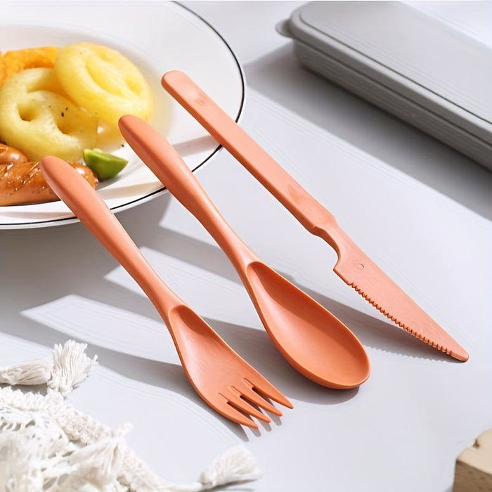 3 In 1 Camping Utensil Set - Reusable Utensils Set With Case, Travel Utensils, Portable Utensils Set - Plastic Case - For Outdoor Enthusiasts & Travelers - Perfect for Camping, Picnics & Everyday Use