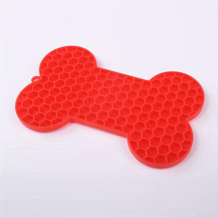 1pc Anxiety Relief Lick Pad For Dogs - Slow Feeder With Suction Cups For Peanut Butter And Treats - Bone-Shaped Pet Lick Pad
