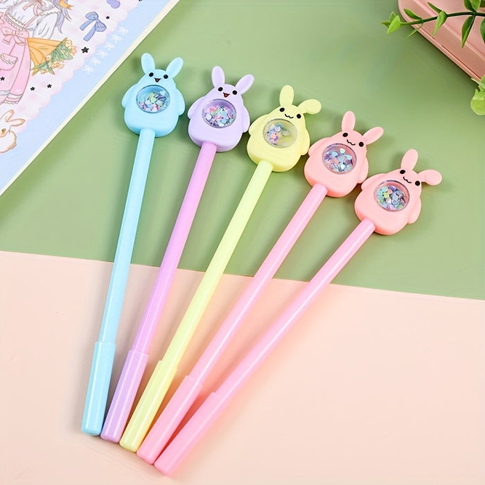 4pcs Sparkling Bunny Gel Pens - Perfect Easter Gift, Black Ink, Smooth Writing for School & Office Supplies, Gel Pens, Festival Supplies