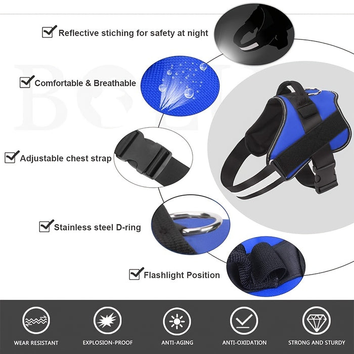 Reflective No-Pull Dog Harness with Breathable Design and Handle for Control and Comfort