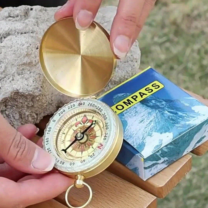 1pc Copper Survival Compass with Glow-in-the-Dark Features - Water-Resistant, Enhanced Visibility for Camping & Hiking - Essential Nighttime Adventure Tool