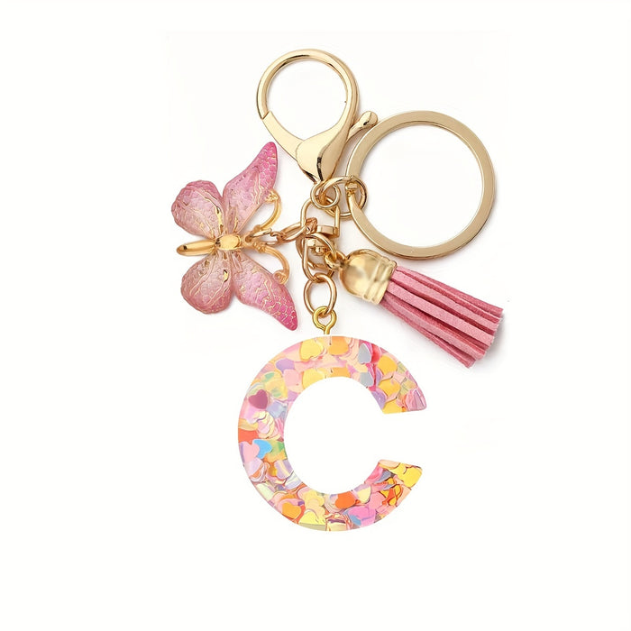 1pc Initial Letter Keychain Pendant Resin Letter Keychain Purse Backpack Accessories