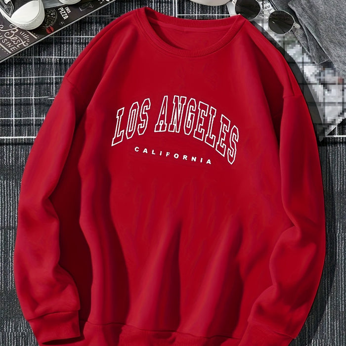 Los Angeles Print Preppy Crewneck Sweatshirt for Women, Long Sleeve Winter Fall Casual Cozy Sweatshirt