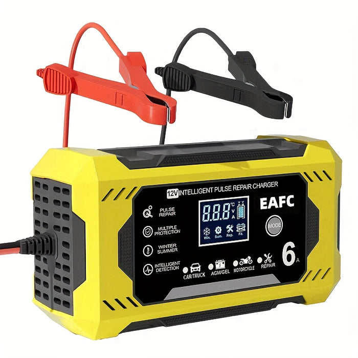 Car Battery Charger, 12V 6A Smart Battery Trickle Charger Auto 12V 24V Battery Maintainer for Car Truck Motorcycle Lawn Mower Marine Lead Acid Battery