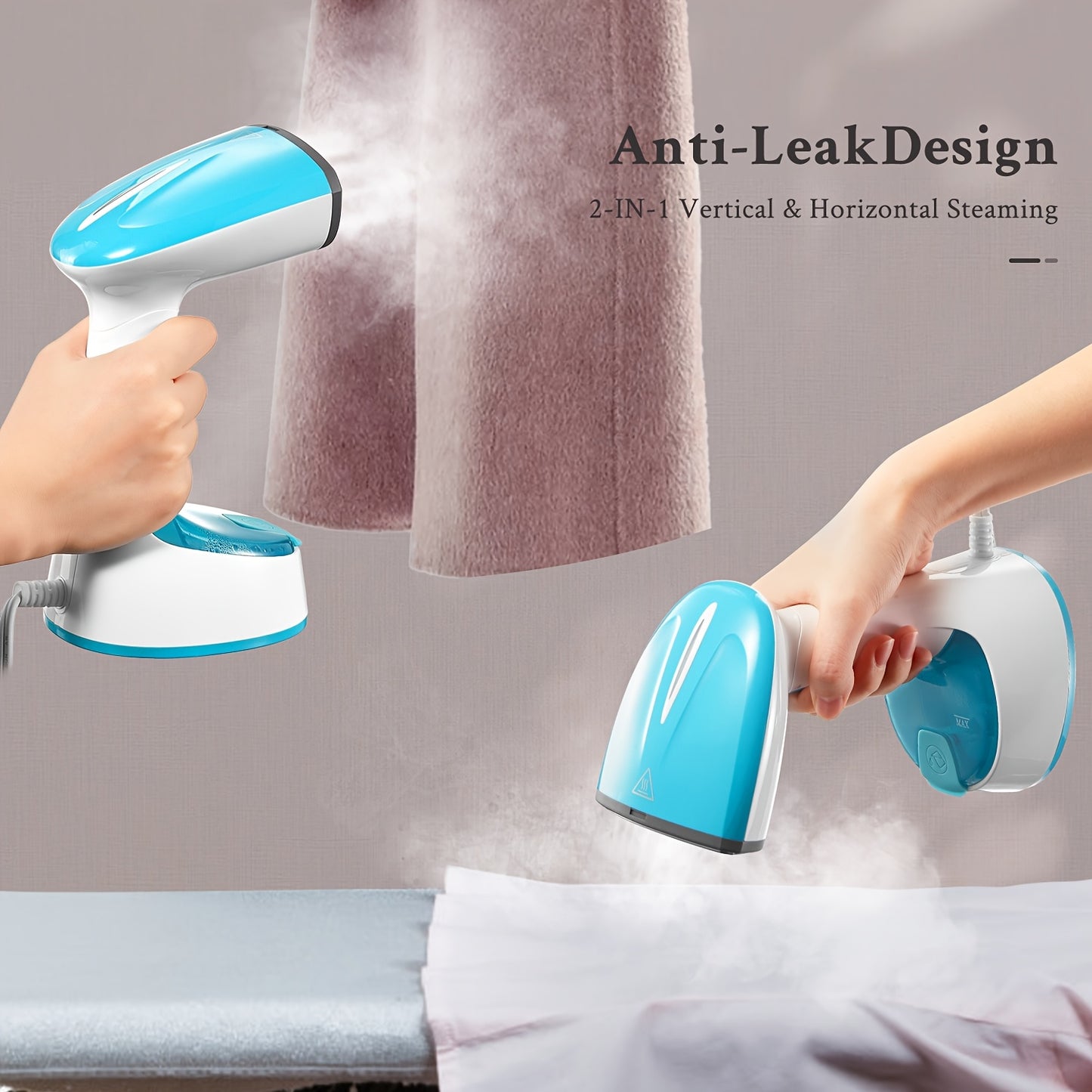 Folding Handheld Clothes Steamer, 20g/ min Strong Steam Output, 25-Sec Fast Heat-up, Garment Wrinkle Remover for Home, Office & Travel, Aqua, By Yabano
