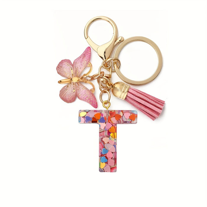 1pc Initial Letter Keychain Pendant Resin Letter Keychain Purse Backpack Accessories