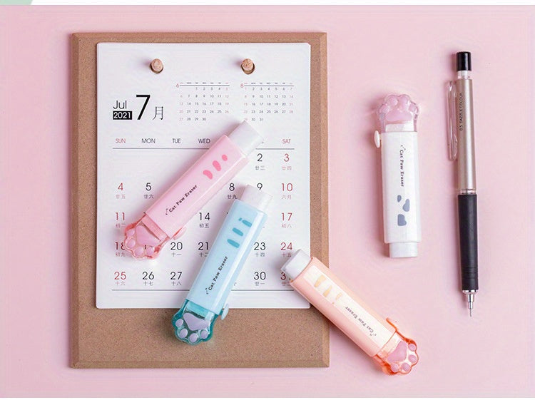 Push-pull Cat paw cute eraser girl pencil eraser student rubber Cartoon pen eraser school supplies prizes Office eraser
