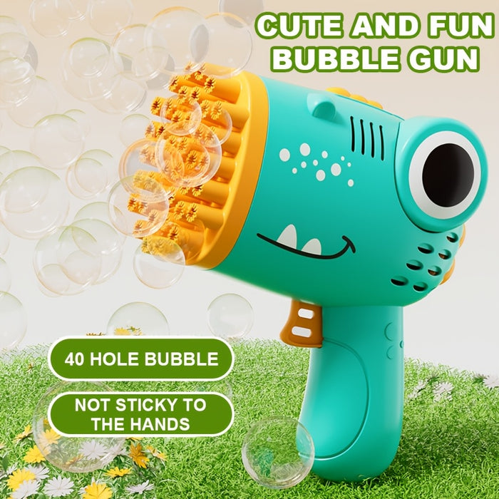 40 Holes Dinosaur Bubble Gun, Outdoor Bubble Machine Toys, Handheld Outdoor Bubble Gun Toys Seaside And Beach Accessories, Can Be Used As An Easter Gift with 10pcs Of Bubble Liquid, Best for Christmas