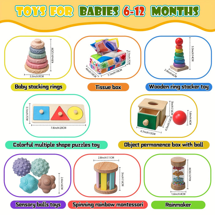 Youngsters's and Youngsters Toys Suitable for 6-12 Months Old Youngsters, 1 Year Old, 8-in-1 Learning and Educational Set Wooden Sensory Toys Suitable for 12-18 Months Old Youngsters, Youngsters Birthday Gifts, Christmas, Hal