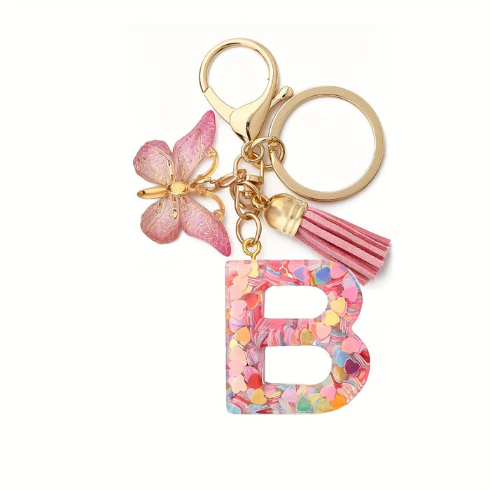 1pc Initial Letter Keychain Pendant Resin Letter Keychain Purse Backpack Accessories