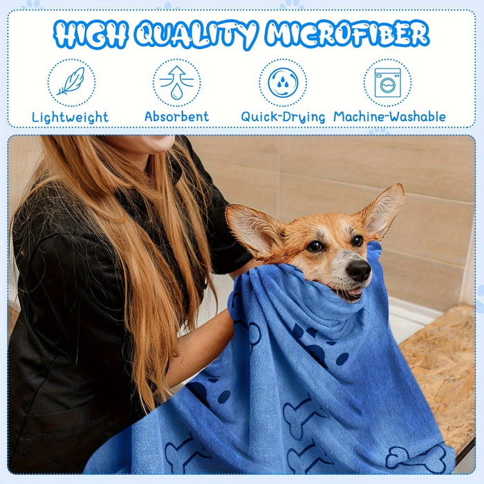 Quick-Drying Microfiber Dog Towel for Bath, Absorbent Pet Towel for Dogs and Cats, Medium Size