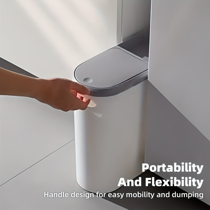 2/1pc Bathroom Trash Can, Compact And Durable Plastic Wastebasket With Built-in Handles, Easy To Clean, Rustproof, Space-Saving Design, Ideal For Small Spaces In Bathroom, Laundry, And Home Office