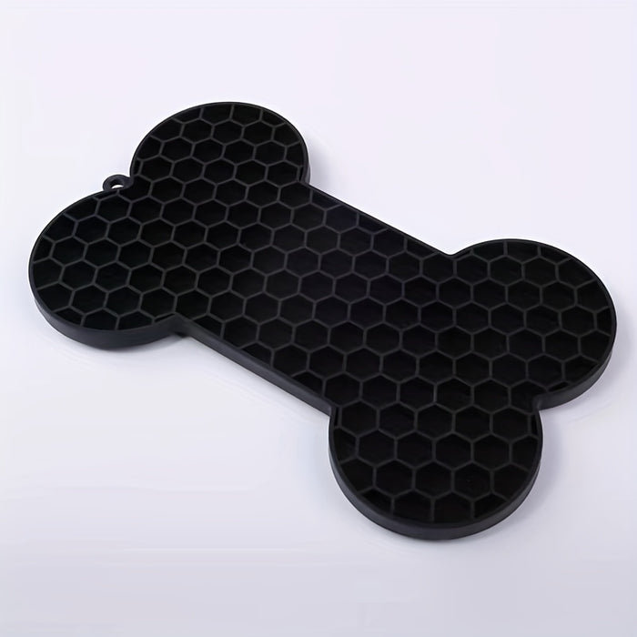 1pc Anxiety Relief Lick Pad For Dogs - Slow Feeder With Suction Cups For Peanut Butter And Treats - Bone-Shaped Pet Lick Pad