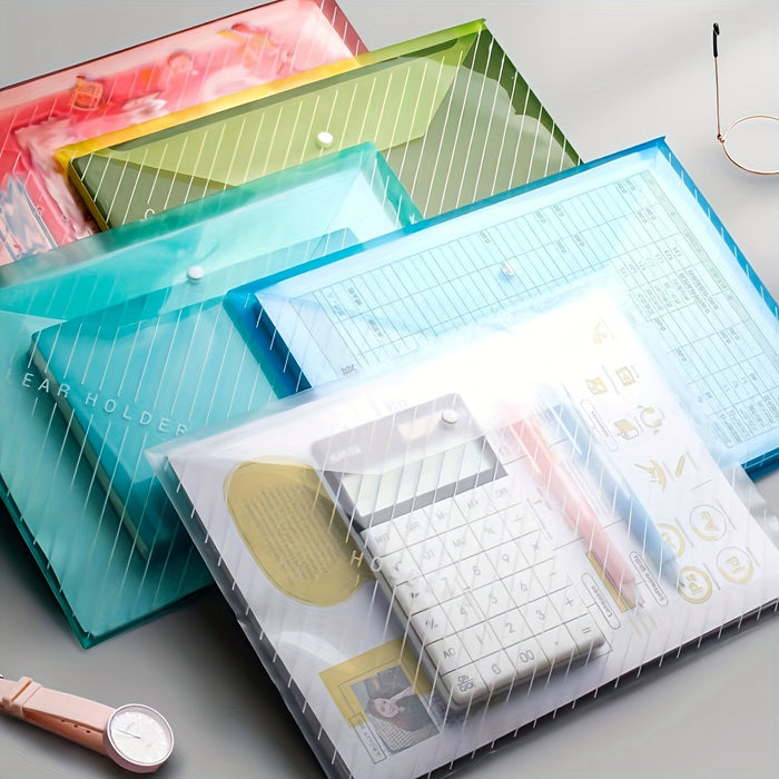 5/10pcs Transparent A4 File Bag - Diagonal Test Paper Buckle Storage Bag For Office Organizer And Document Pouch - Back To School Supplies