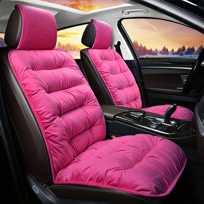 New Car Seat Cushion for Winter, Plush Front Single Seat, Thickened for Winter Use, Universal Car Mat with Backrest, Compatible Seat Cover.