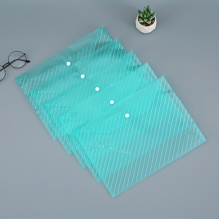 5/10pcs Transparent A4 File Bag - Diagonal Test Paper Buckle Storage Bag For Office Organizer And Document Pouch - Back To School Supplies