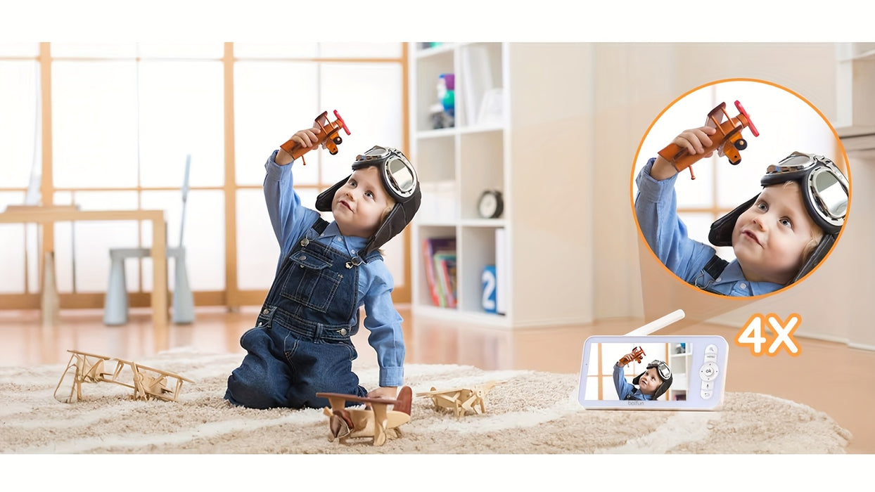BOIFUN 720P WiFi Youngsters Monitor Camera with App Control, 5" Screen, Motion & Crying Detection, PTZ, Night Vision, Alarm Area, Temperature & Humidity Sensor, Two-Way Talk, ECO Mode, Rechargeable Battery, Smartphone App Com