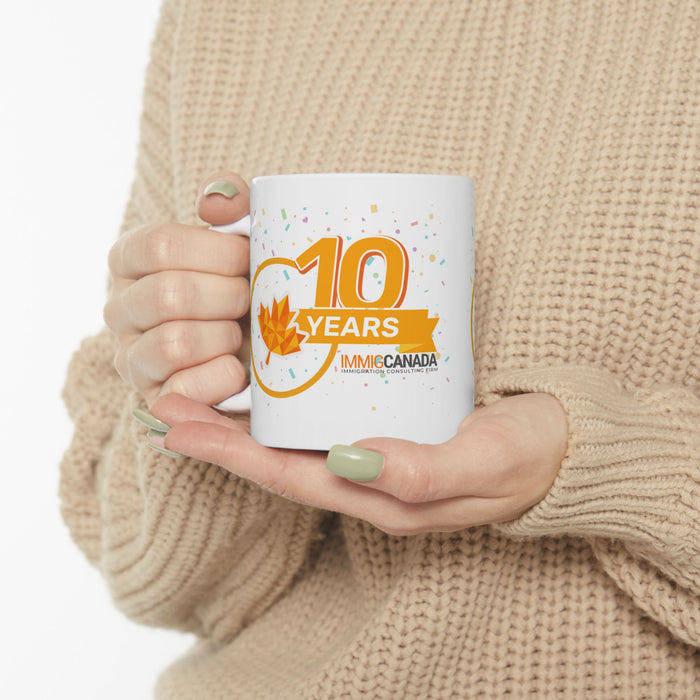 Personalized Celebratory Ceramic Mug, 10 Years Anniversary Gift, Canada Pride Coffee Cup, Birthday Celebration, Festive Drinkware