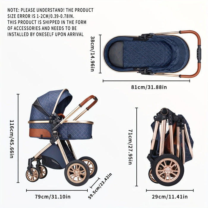 High Landscape Baby Stroller, Portable Folding Bidirectional Shock-absorbing Stroller That Can Sit And Lie Down