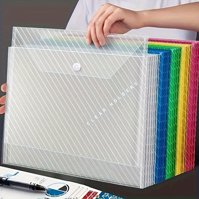 5/10pcs Transparent A4 File Bag - Diagonal Test Paper Buckle Storage Bag For Office Organizer And Document Pouch - Back To School Supplies