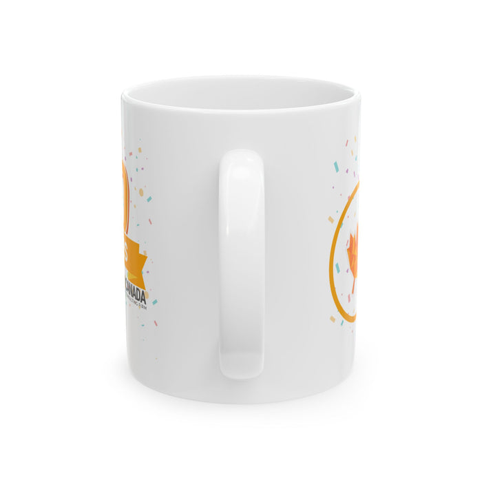 Personalized Celebratory Ceramic Mug, 10 Years Anniversary Gift, Canada Pride Coffee Cup, Birthday Celebration, Festive Drinkware