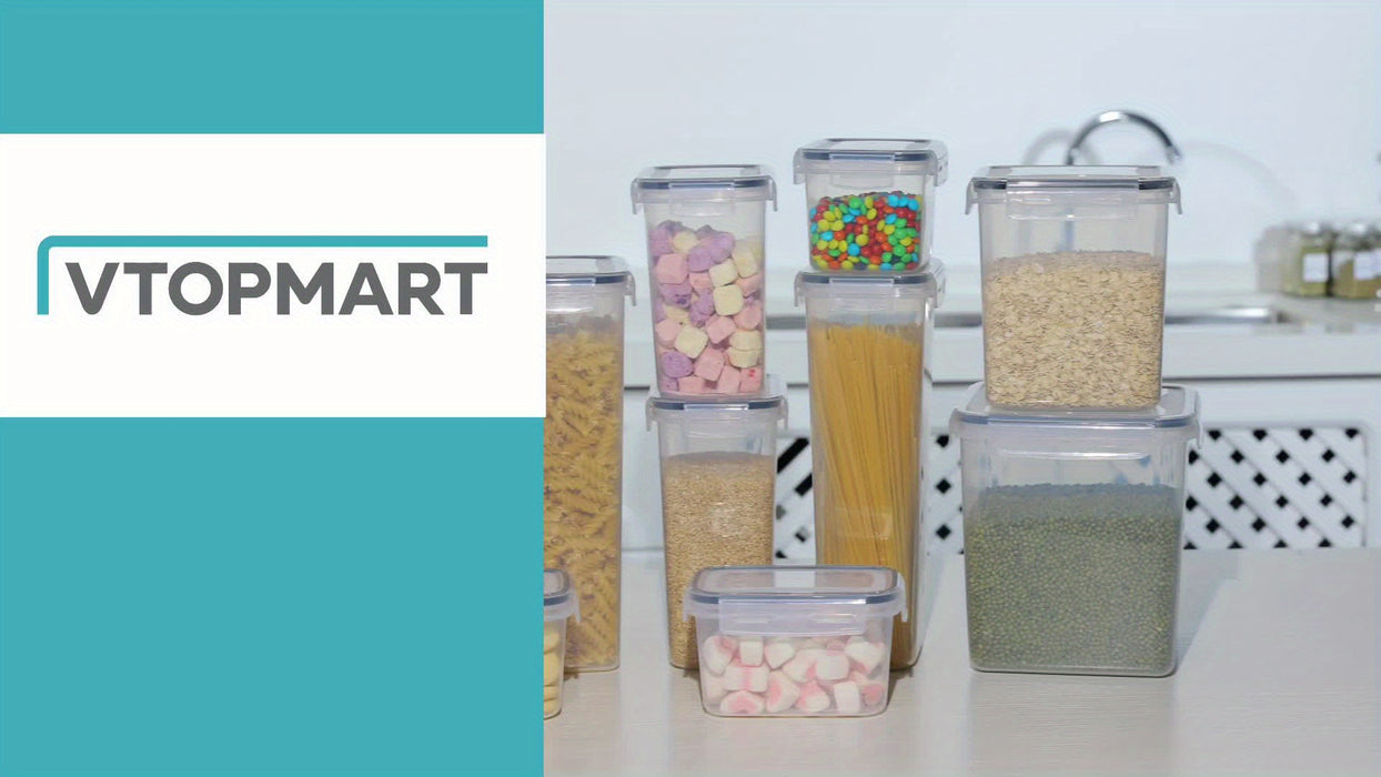 Vtopmart 32pcs Food Storage Container Set, Kitchen Organizers And Storage, Sealing Can, BPA-Free Plastic Airtight Pantry Container with Lids for Cereal, Flour And Sugar, Includes 32 Labels (Black)