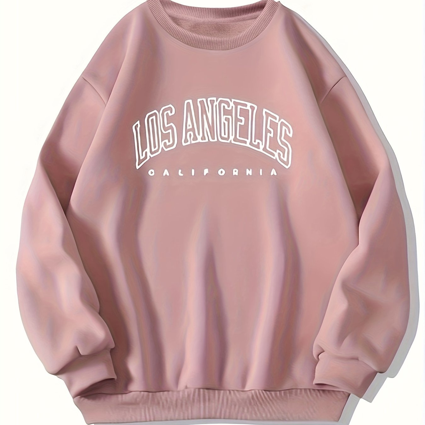 Los Angeles Print Preppy Crewneck Sweatshirt for Women, Long Sleeve Winter Fall Casual Cozy Sweatshirt