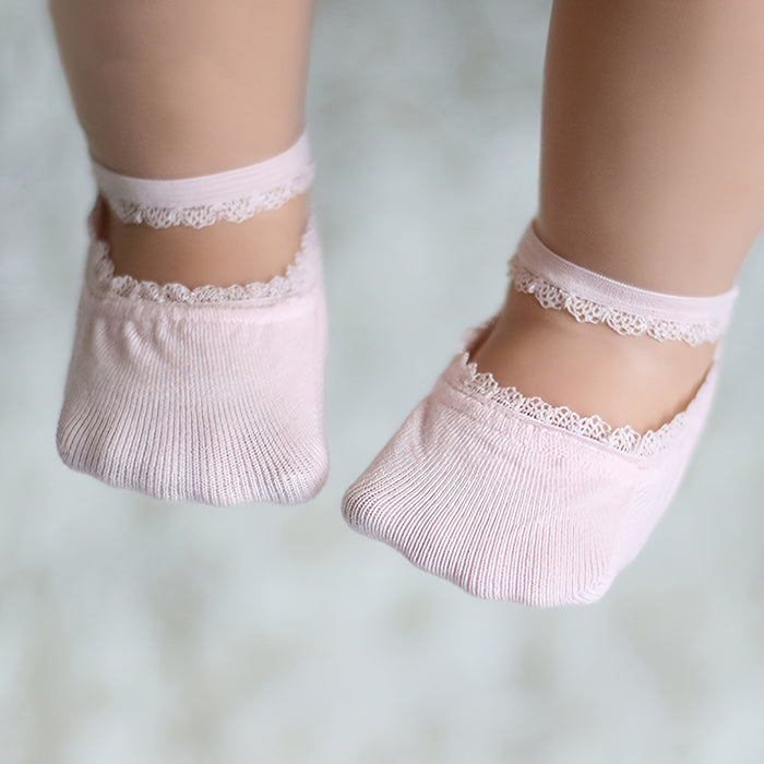6 Pairs Pack of Lace-up Socks for Baby Girls, Cute Lace Boat Socks for Baby Girls, Summer Soft Lace-up Boat Socks