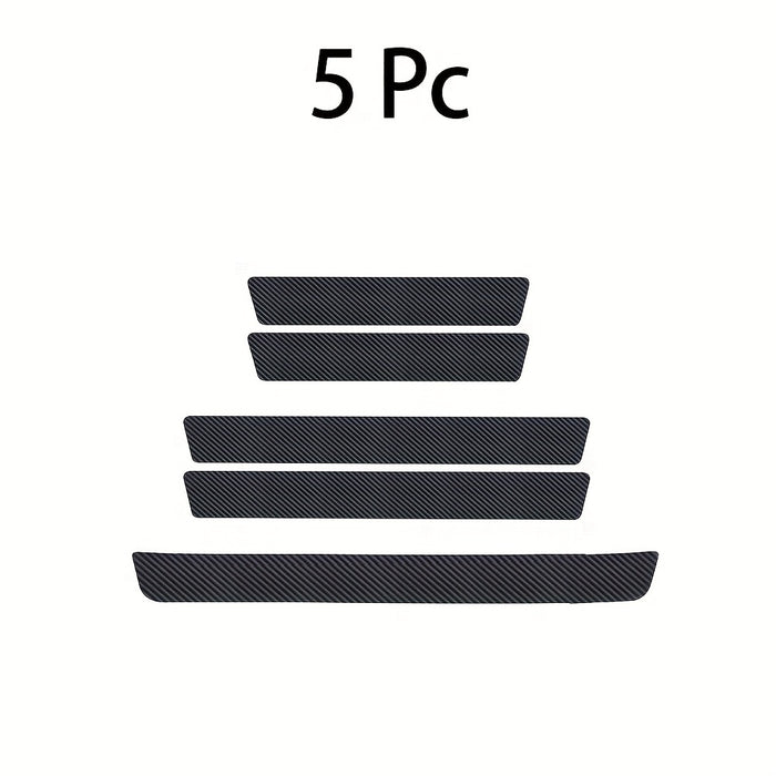 5pcs Carbon Fiber Car Door Sill Protectors - Scratch Guard Covers for 99% of Vehicles