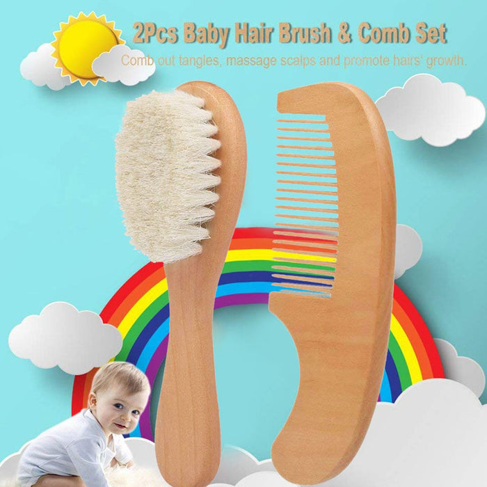 2pcs/Kit Soft Youngsters Hair Brush Comb Set for Youngsters Wooden Handle Head Comfort Massager