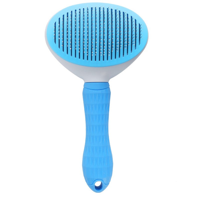 Self-Cleaning Pet Grooming Brush for Dogs & Cats - Easy Hair Removal Comb with Soft Bristles, Durable Plastic Handle in Gray/White/Pink - Ideal for All Breeds, Dog Grooming