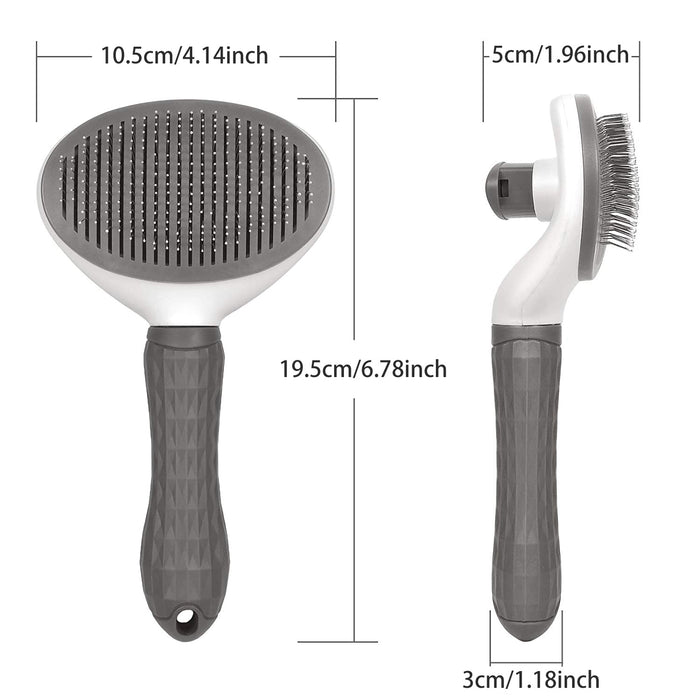 Self-Cleaning Pet Grooming Brush for Dogs & Cats - Easy Hair Removal Comb with Soft Bristles, Durable Plastic Handle in Gray/White/Pink - Ideal for All Breeds, Dog Grooming