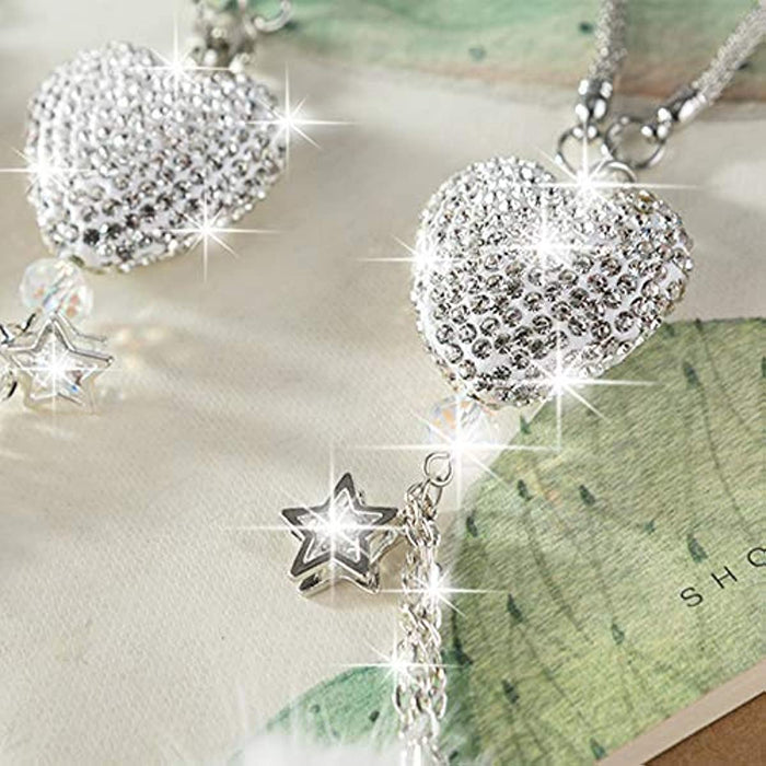 Sparkling Heart Rhinestone Car Ornament: Plush Ball & Heart Design for Women & Girls