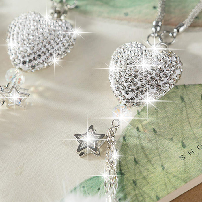 Sparkling Heart Rhinestone Car Ornament: Plush Ball & Heart Design for Women & Girls