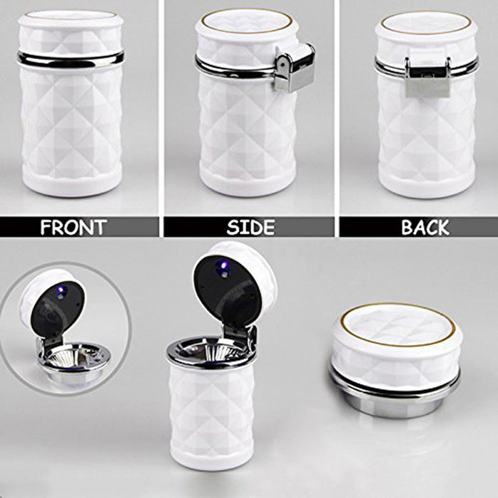 Car Ashtray With LED Light Rhinestone Ashtray Car Smokeless Smoke Cup Holder Storage Auto Accessories