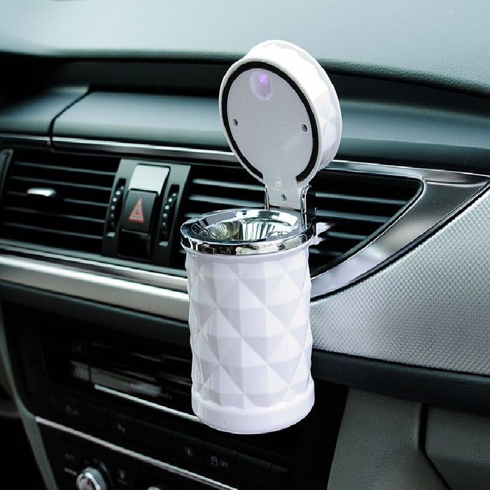 Car Ashtray With LED Light Rhinestone Ashtray Car Smokeless Smoke Cup Holder Storage Auto Accessories