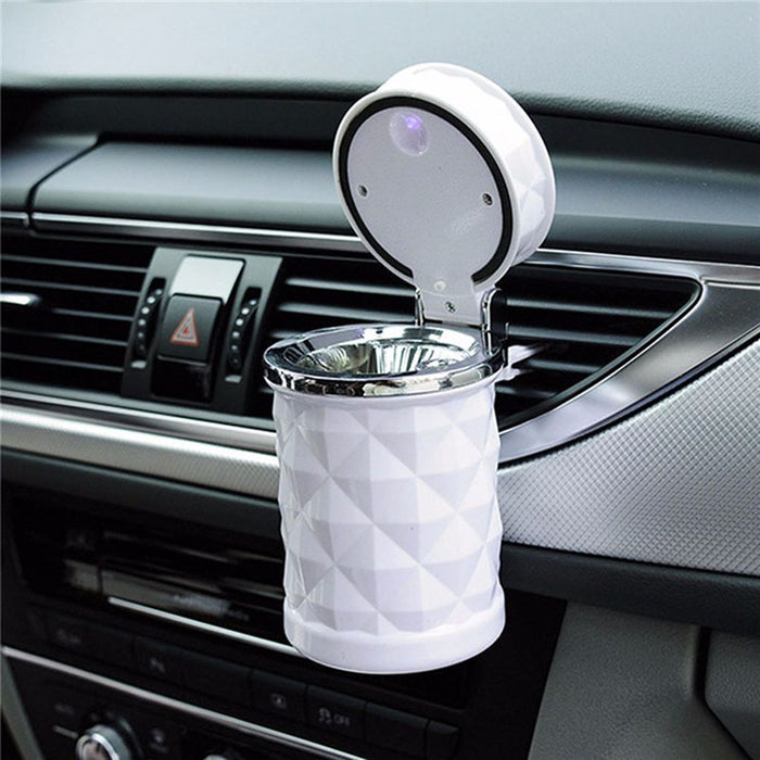 Car Ashtray With LED Light Rhinestone Ashtray Car Smokeless Smoke Cup Holder Storage Auto Accessories