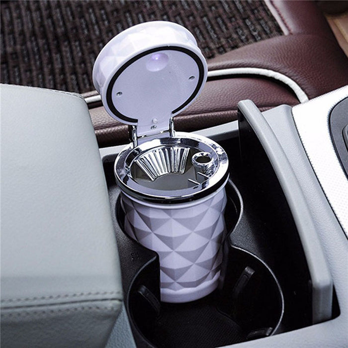 Car Ashtray With LED Light Rhinestone Ashtray Car Smokeless Smoke Cup Holder Storage Auto Accessories