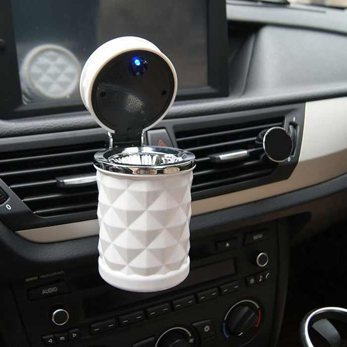 Car Ashtray With LED Light Rhinestone Ashtray Car Smokeless Smoke Cup Holder Storage Auto Accessories