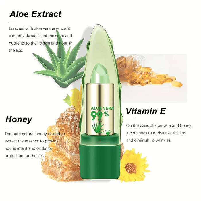 Magic Color-Changing Aloe Vera Lipstick - Hydrating, Moisturizing, and Repairing Lip Balm with Plant Squalane and Replenishing Water - Long-Lasting, Non-Sticky, and Cruelty-Free