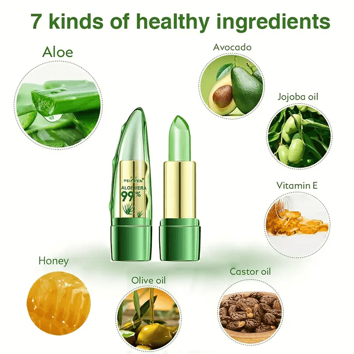 Magic Color-Changing Aloe Vera Lipstick - Hydrating, Moisturizing, and Repairing Lip Balm with Plant Squalane and Replenishing Water - Long-Lasting, Non-Sticky, and Cruelty-Free