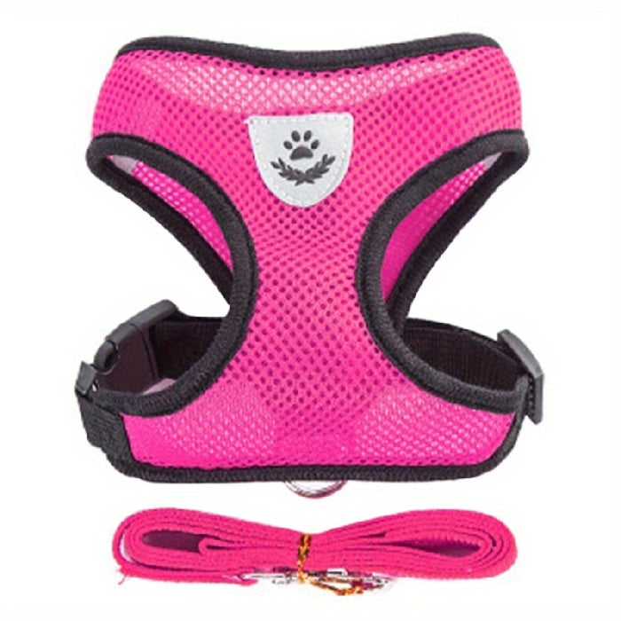 Dog Harnesses Leash, Mesh Cloth Pet Collars, Puppy Breathable Reflective Lead Dog Rope, Adjustable Pet Supplies Christmas Gift