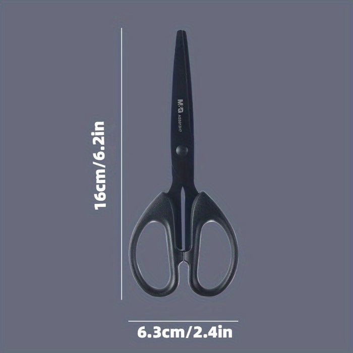 1pc M&G Stationery 160mm Wear-resistant Black Edge Scissors, Stainless Steel Knife Blade Not Easy To Stick Glue, Household Handmade Life Durable Scissors, Office Supplies Single Handle Pack