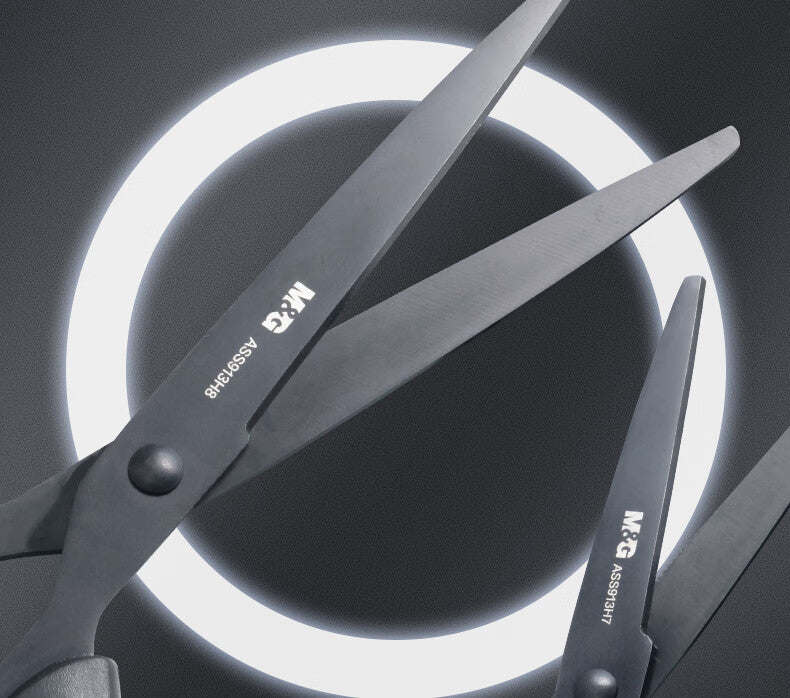 1pc M&G Stationery 160mm Wear-resistant Black Edge Scissors, Stainless Steel Knife Blade Not Easy To Stick Glue, Household Handmade Life Durable Scissors, Office Supplies Single Handle Pack