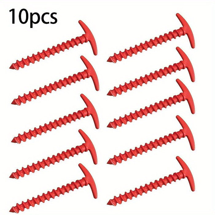 10pcs 10 Pack Windproof Ground Stakes for Camping Tents, Spiral Nails, Red, Black, Green