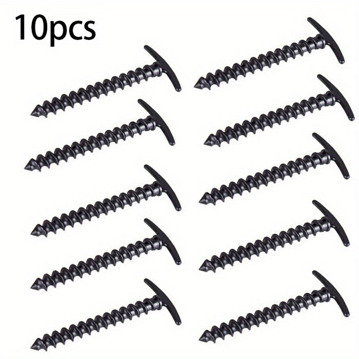 10pcs 10 Pack Windproof Ground Stakes for Camping Tents, Spiral Nails, Red, Black, Green