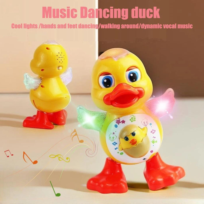 Interactive Dancing Duck Toy with Flashing Lights and Music, Cartoon Animal with Rotating Wings and Moving Eyes, Battery Operated, Ideal Christmas Gift for Youngsters 3-6 Years - Multicolor (Batteries Not Included), Cartoon T