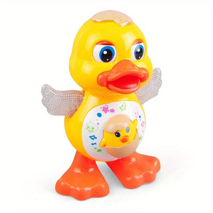 Interactive Dancing Duck Toy with Flashing Lights and Music, Cartoon Animal with Rotating Wings and Moving Eyes, Battery Operated, Ideal Christmas Gift for Youngsters 3-6 Years - Multicolor (Batteries Not Included), Cartoon T